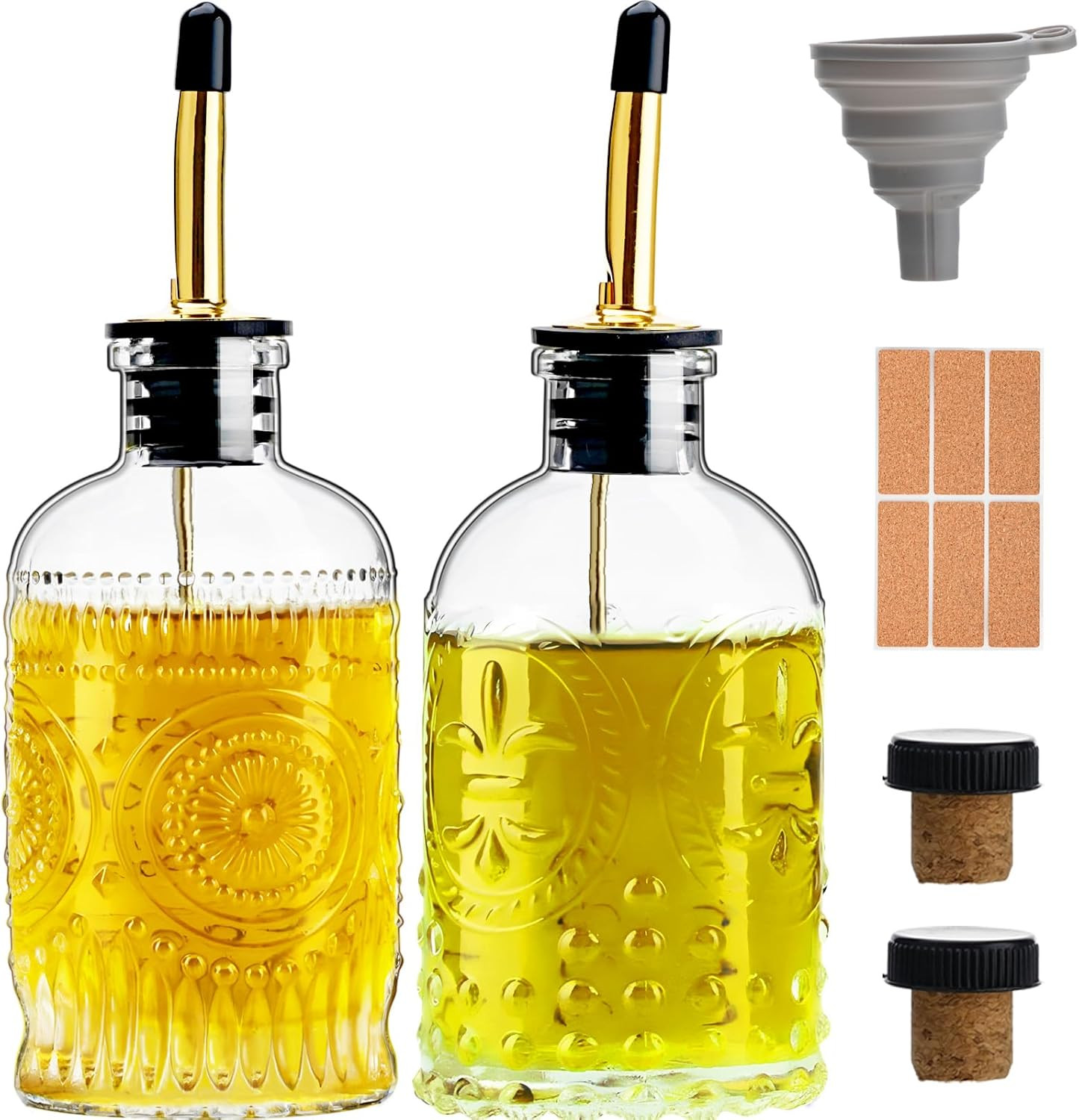 Olive Oil Dispenser Bottle for Kitchen with Metal Spout, Gla