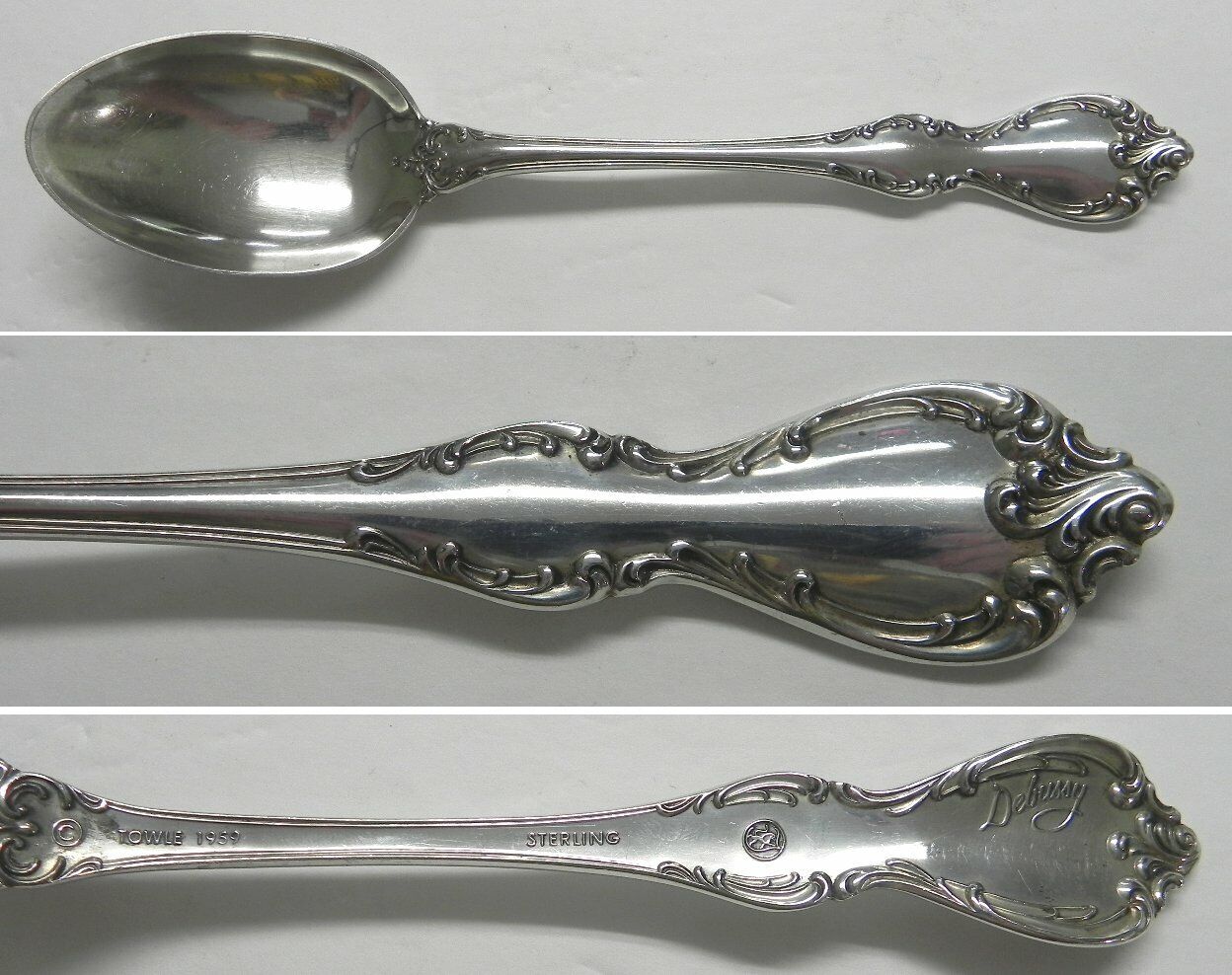 Towle DEBUSSY 1959 Sterling Silver 8-3/4" Serving Spoon, No Mono