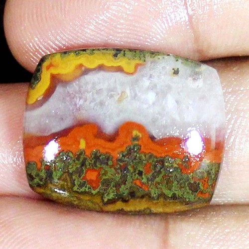 Untreated 32.05 CT Morocco Seam Agate Cushion Cabochon 22x27x5mm Gemstone ST-225 - Picture 2 of 11
