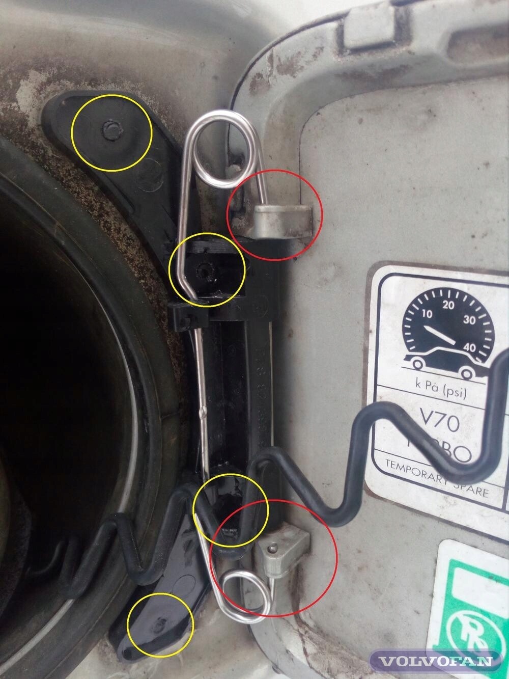 Volvo V70, XC70, XC90, S60, S80 Fuel Flap Hinge 82439879, 9483545