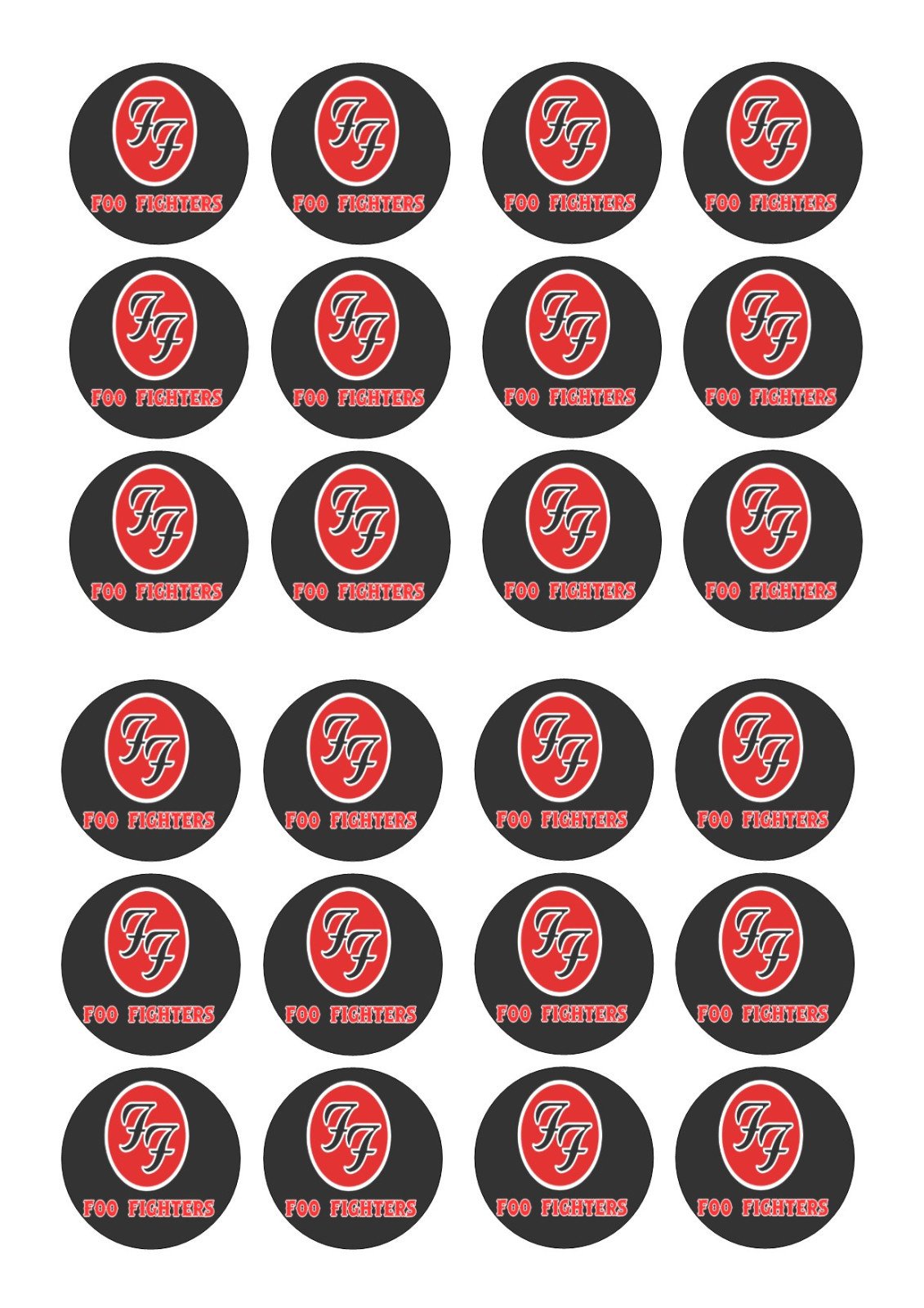 24 FOO FIGHTERS BIRTHDAY CUPCAKE TOPPER WAFER RICE EDIBLE FAIRY CAKE BUN TOPPERS