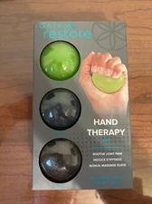 Gaiam Restore Hand Therapy Kit Soft Medium and Firm Hand Relief 3 Therapy Balls