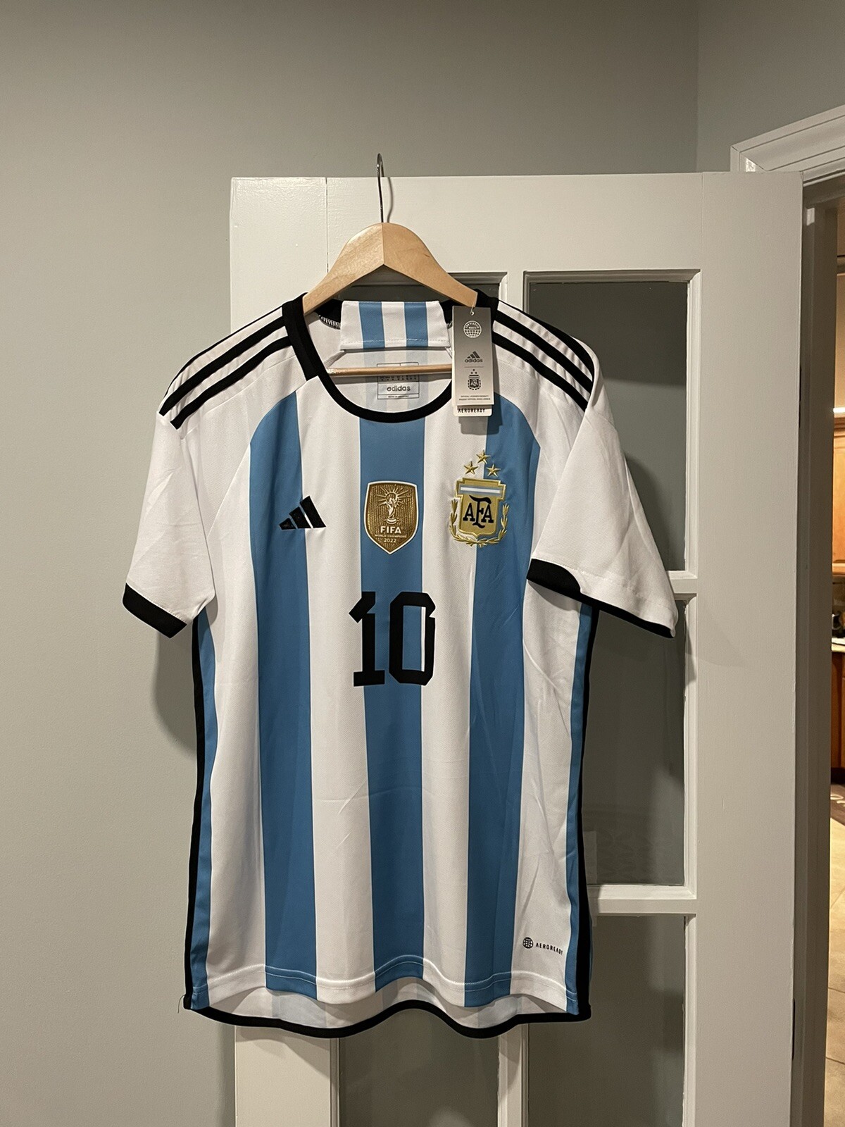 Adidas Aeroready AFA Argentina 2022 Messi World Cup Home Soccer Shirt
