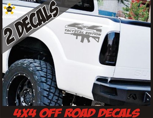 4x4 Truck Decal Set METALLIC SILVER Ford F150 Super Duty F250 Tactical AR15 M4 - Picture 2 of 3