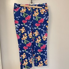 Lands End NWT Flower Straight Leg Stretch Pants Sz 12