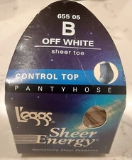 L’eggs Sheer Energy Control Top Off White Pantyhose 65505 Size B