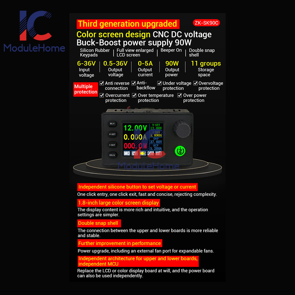 Modulo Alimentatore Regolabile SK90C – Buck Boost CNC 6-36V 90W, Convertitore Di Tensione - Foto 3
