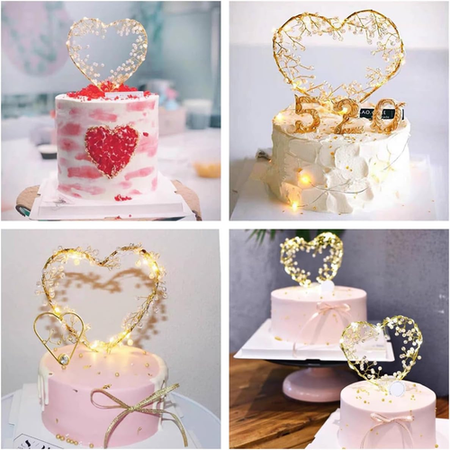 Valentine'S Day Tree Topper Love Heart Pearl Cake Toppers with LED Light for Val - Picture 4 of 12