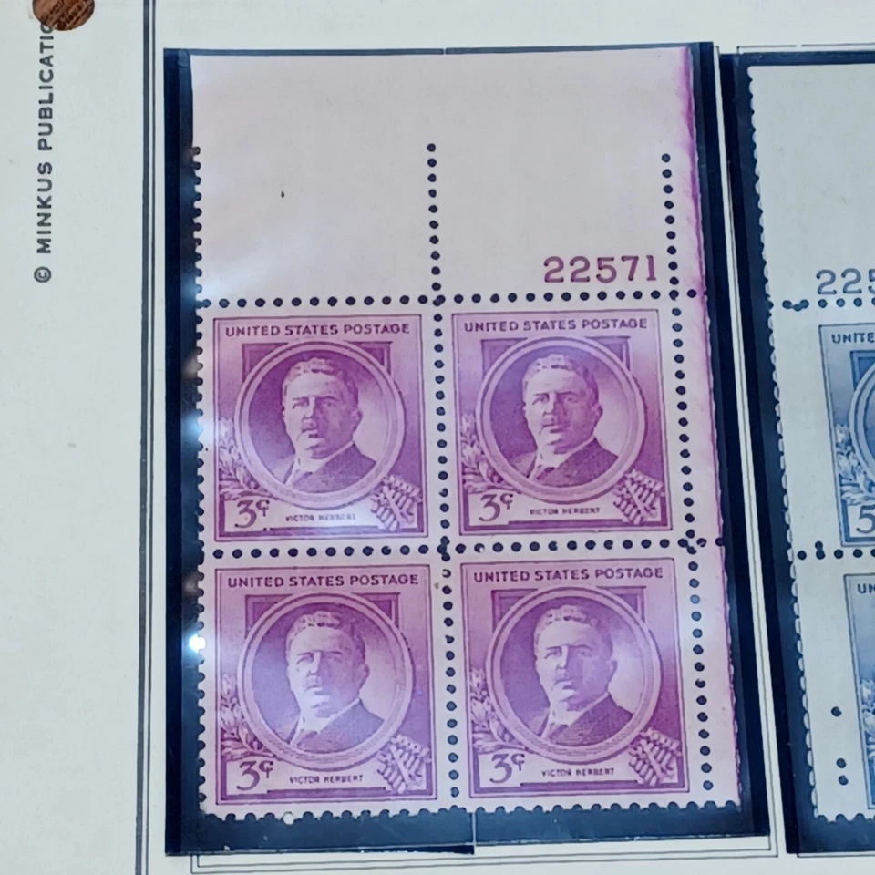 USA Plate Blocks 1940 Famous People American Composers 5 blocks. Pre-owned  - Image 4 of 4