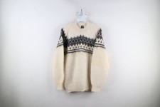 Vtg 60s 70s Streetwear Mens Large Fair Isle Alpaca Wool Knit Crewneck Sweater