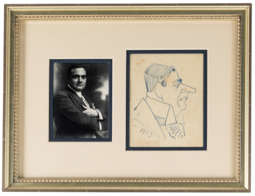 Caruso, Enrico. (1873-1921)Signed Caricature Drawing