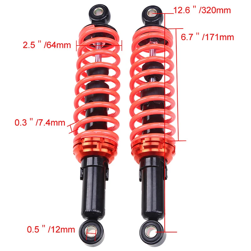 Par de suspensión de freno amortiguador trasero moto 12,5" 320mm para Suzuki Foto 3 de 4