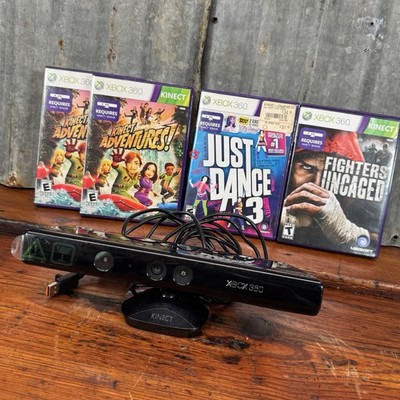 (5) Microsoft Xbox 360 Kinect & 4 Games Just Dance 3 Fighters Uncaged Lot TESTED
