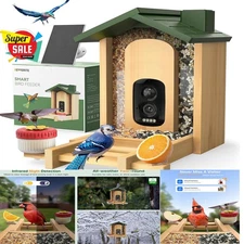2-in-1 Smart Wild Bird Feeder with  160° Wide HD Camera, AI Identification Solar