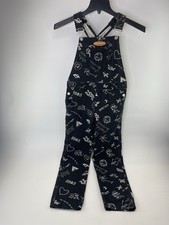 Airwalk X Forever 21 Overalls Bibs Black Graphic Punk Skate Kids 11 / 12