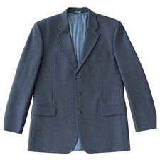 Jos A Bank Estateblazer 44L Gray Windowpane 100 Wool Blazer Sport Coat Mens