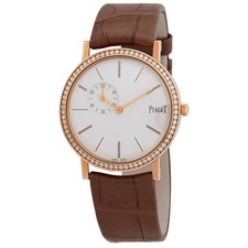 Piaget Altiplano White Dial 18K Rose Gold Diamond Ladies Watch GOA39107
