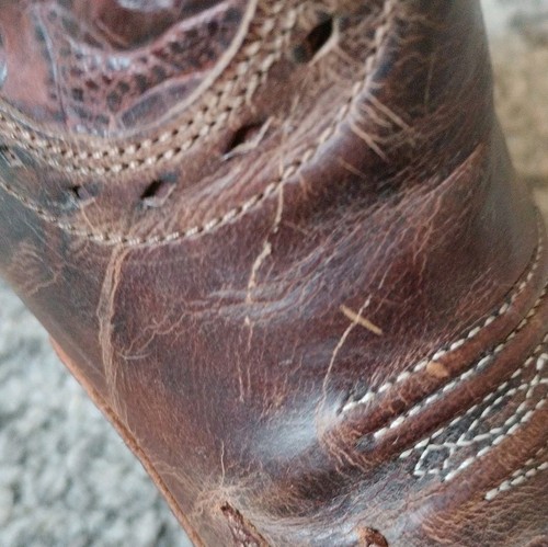 Women's ARIAT Brown, Green Inlay Cut Western Leather Short Boots Cowboy Size 7 B - Picture 12 of 14