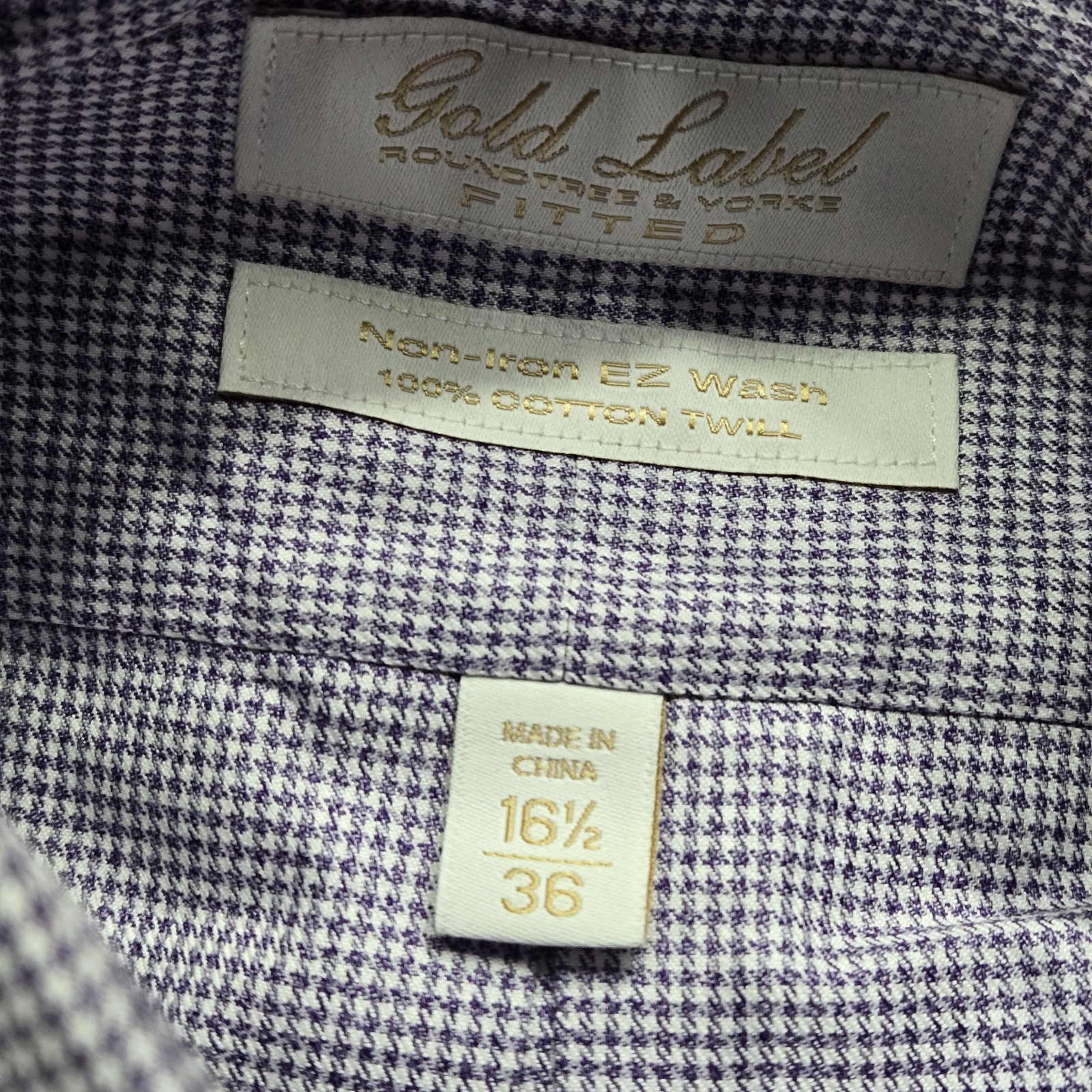 Roundtree & Yorke Men’s 16.5-36 Purple Fitted Long Sleeve Button Up Shirt Cotton