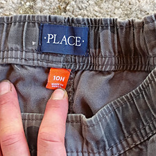 The Children's Place Boys Gray Camo Cargo Pants Elastic Waist Pockets