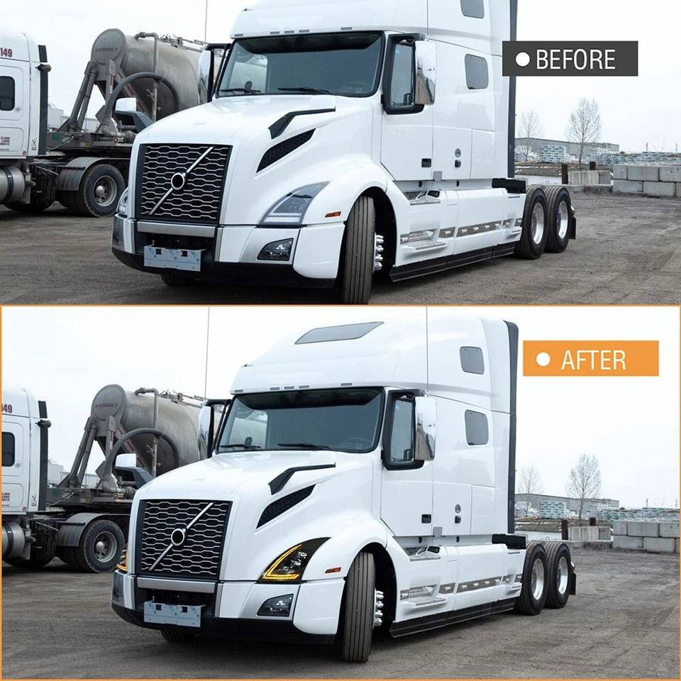 Par de faros LED completos COOLAND para Volvo VNL VNR 2004-2018 proyector Foto 3 de 4