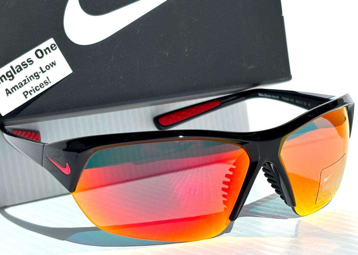 Nike SKYLON ACE Charcoal Black MAX Optics Red Mirror Lens Sunglass