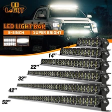 8" 14" 22" 32" 42" 52" Slim LED Light Bar Spot Flood Combo Work Offroad SUV ATV