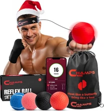Champs MMA Boxing Reflex Ball Set with Punch Counter App | 4 Balls with Varying 