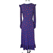 NOBODY'S CHILD Cecile Maxi Dress Size 6 in Vintage Floral Print Purple Red