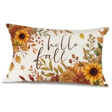 Hello Fall Pillow Cover 12x20 Inch, 20" x 12" Pack of 1 Fall-pumpkin