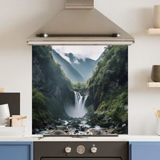 Premium Various Size Waterfall Landscape 6mm Glass Toughened Kitchen Splashback