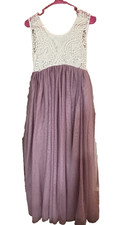 2Bunnies Peony Lace Tulle Flower Girl Dress Easter White Burgundy Girls Size 12