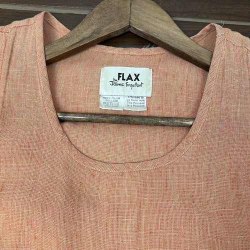 VTG Flax JEANNE ENGELHART Linen Maxi Dress Petite Peach Lagenlook 90s Boho Relax - Picture 3 of 7