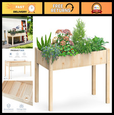 Elevated Wooden Garden Bed with Legs 48x24x30in - Planter Box for Herbs, Flowers