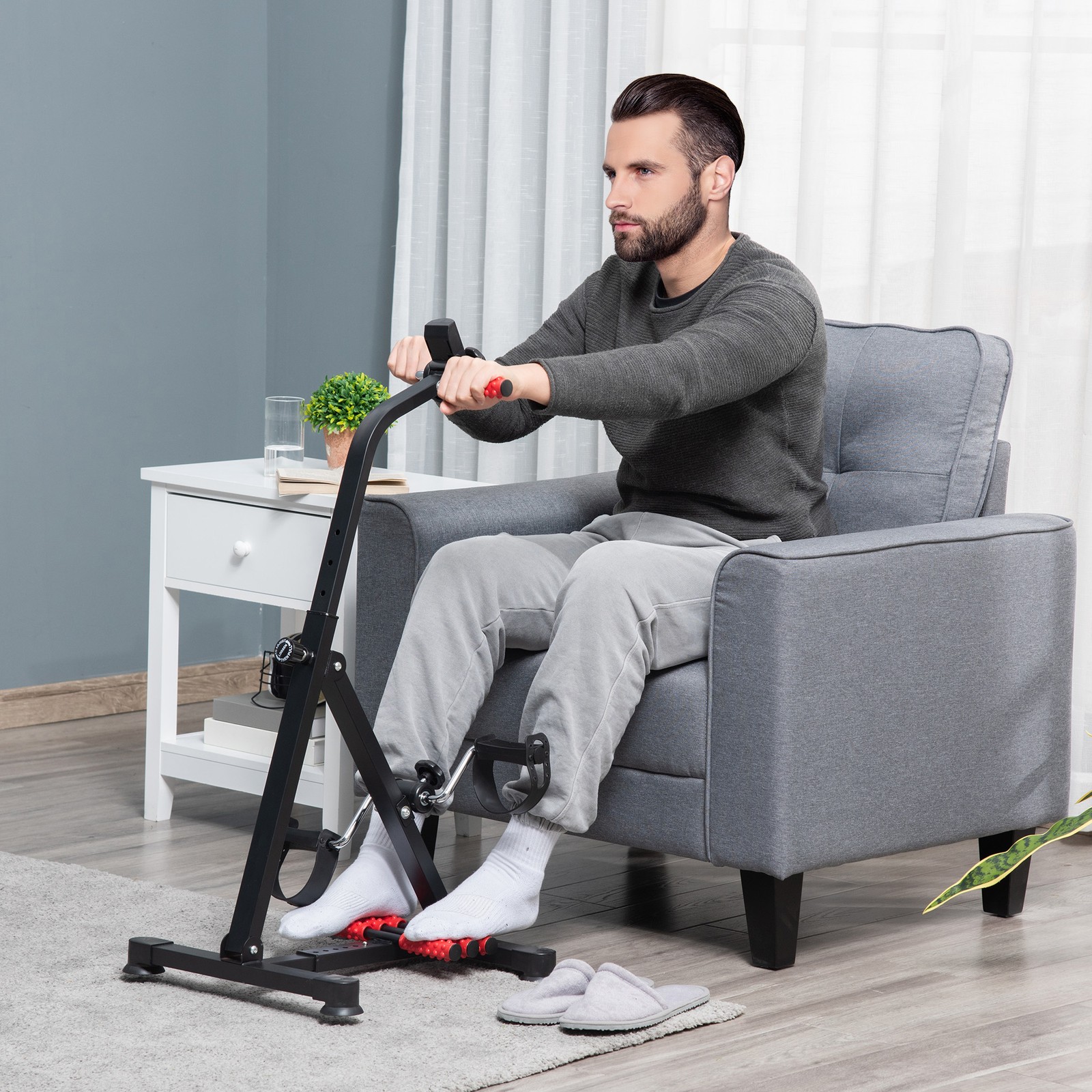 Portable Exercise Bike for Home w/ Muscle-Loosening Massagers, Cardio Equipment