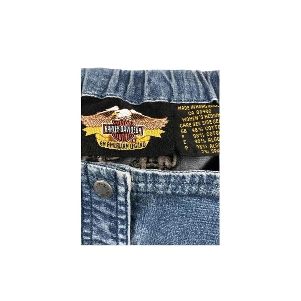 Винтажный 90-х Harley Davidson женщин джинсовой ткани бюстье корсет сексуальный Moto гранж мотоциклиста - Изображение 4 из 4