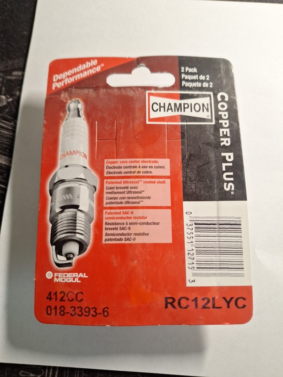 Pack Of 2 Genuine Champion Copper Plus Spark Plugs. RC12LYC  412