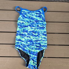 TYR Women's Durafast Elite Agon Blue/green Diamondfit Swimsuit Sz 28 New Sample