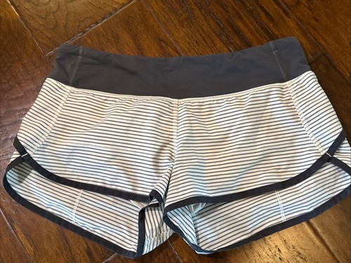 RARE Lululemon Speed Shorts Reflective Hyper Stripe Angel Wing Soot Light Size 6