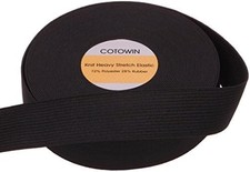 COTOWIN 1-inch Wide Black Heavy Knit Elastic 10 Yards