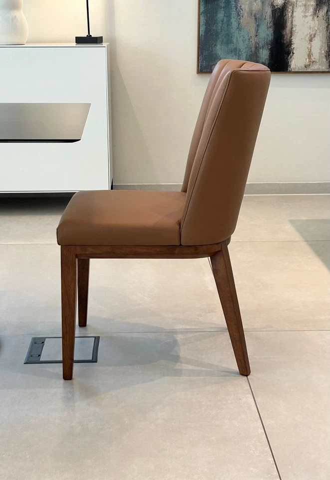 SIX Design Esszimmerstuhl Dick Leder Büro Küche Gastro Fenci Cognac Nussbaum - Bild 3 von 4