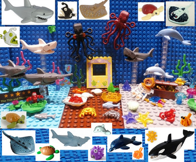 LEGO OCEAN ~ Animal Fish Shark Sea Turtle Octopus Lobster Seaweed Coral NEW