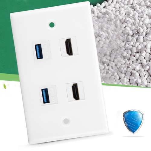 2-Port 2 Port Usb3.0 Coupler Cover Video Hdtv Wall Plate P HLF - Afbeelding 4 van 8