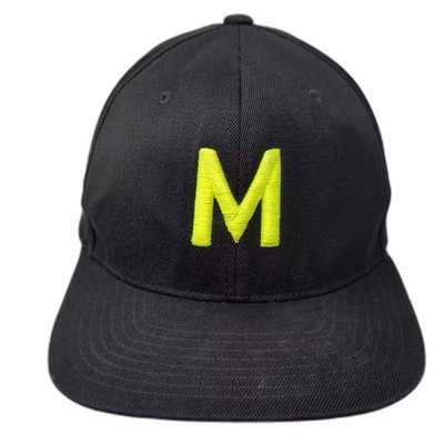 Flexfit Baseball Cap Black Yellow One Size Hat Embroidered Letter M Structured