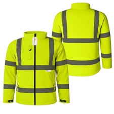 Image of Hi Vis Softshell Jacket Fleece Lined Waterproof Reflective Safety Workwear