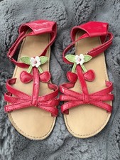 Gymboree Girls 1 Cherry Cute Scrappy Red Sandals Rare Blossom Hook and Loop