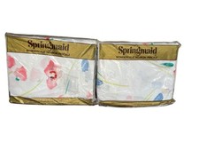 NOS Vtg Springmaid Twin Full Fitted Sheets Wondercal No-Iron Percale Floral