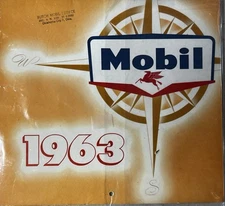 VTG Original 1963 Mobil Oil  Gas Company Advertising Calendar 12 Vintage Photos