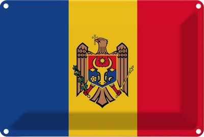 Blechschild 12x18 cm Moldau Moldova Flagge Fahne Wappen Deko Geschenk Metall Sch