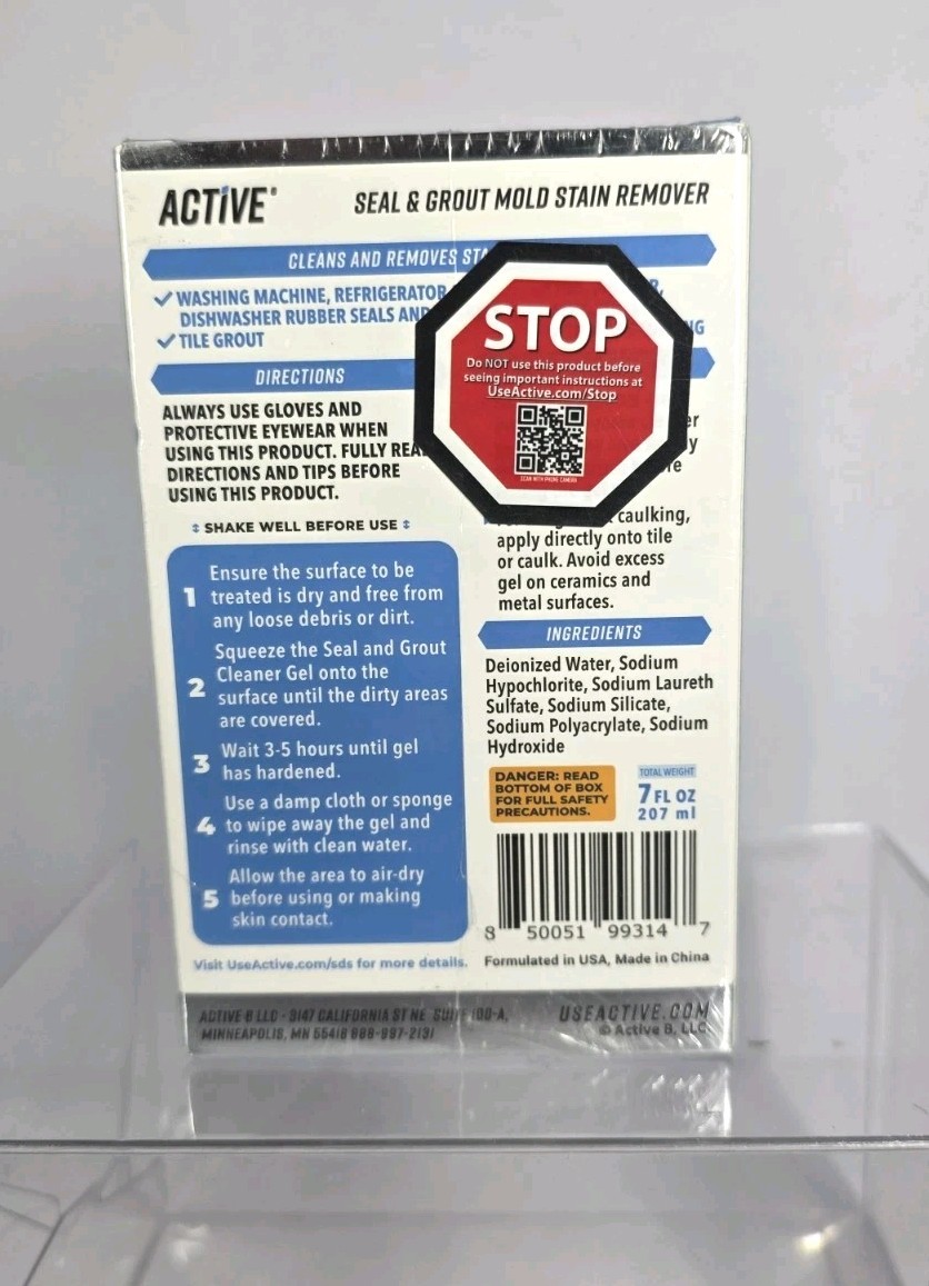 Active MOLD STAIN REMOVER Seal  and Grout Deep Clean 7oz NEW SEALED